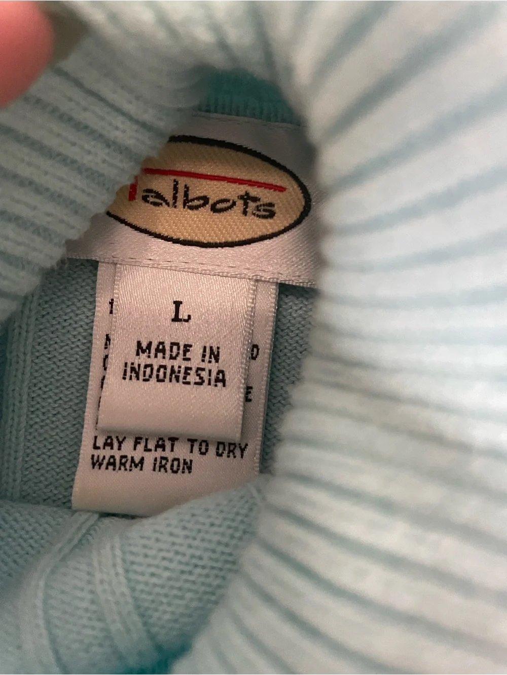Talbots Light Blue Ribbed Turtleneck Sweater for Women - 0743